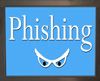 Immagine monitor, occhi mascherati e scritta phishing